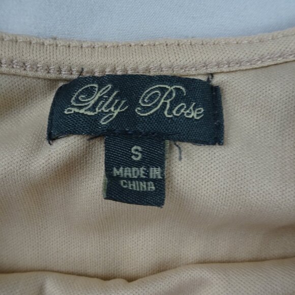 Lily Rose Lace with Metallic Light Beige Dress Size S - Picture 5 of 8